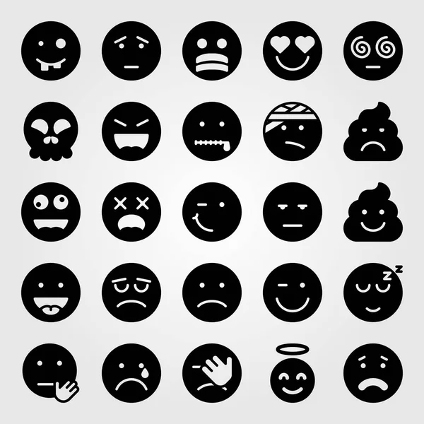 Emotions vector icon set. skull, crying, stress and launghing — Stock Vector