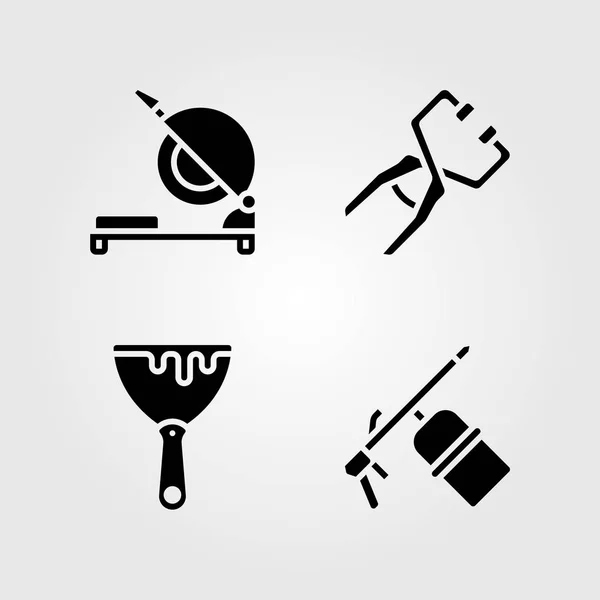 Werkzeuge Icons gesetzt. Vektor Illustration Kappsäge, Schweißer, Klemme und Schaber — Stockvektor