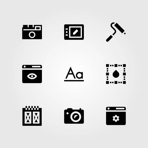 Set di icone vettoriali di Web Design. wireframe, allocazione, rullo di vernice e browser — Vettoriale Stock