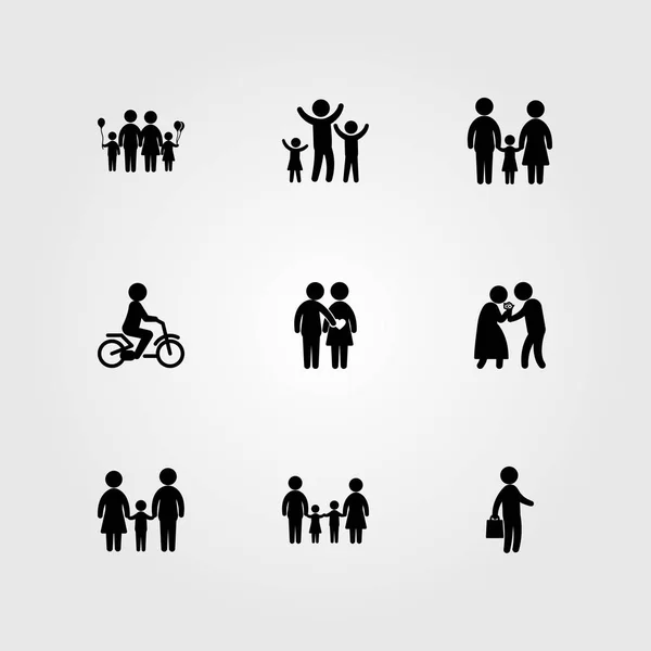 Mens Pictogrammenset Vector Familie Moeder Vrouw Man — Stockvector