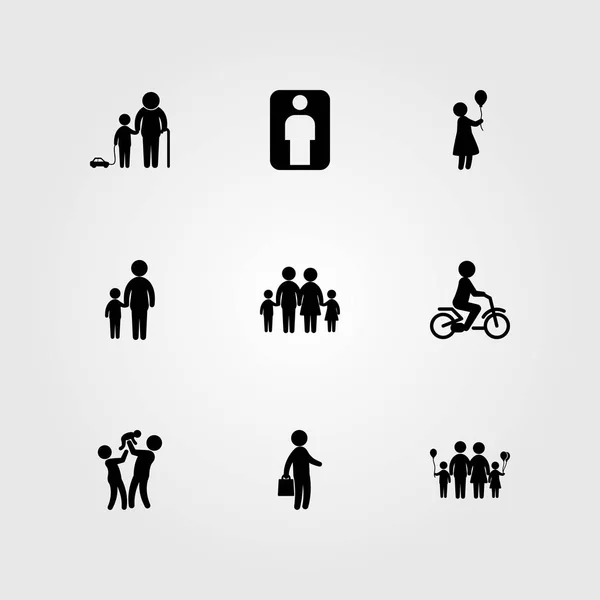 Humains icône set vecteur. homme, femme, père et bébé — Image vectorielle