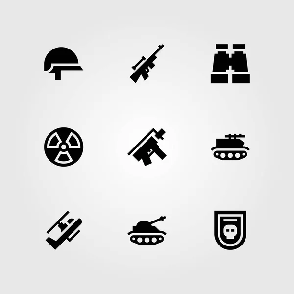 Weapon vector icon set. rifle, tank, radiation and sniper — Stock Vector