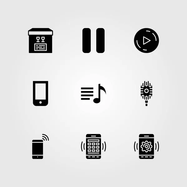 Temel Vektör Icon Set Yürüt Duraklat Düğme Paket — Stok Vektör
