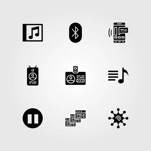 Set Icone Vettoriali Essenziali Card Pausa Browser Compact Disk — Vettoriale Stock