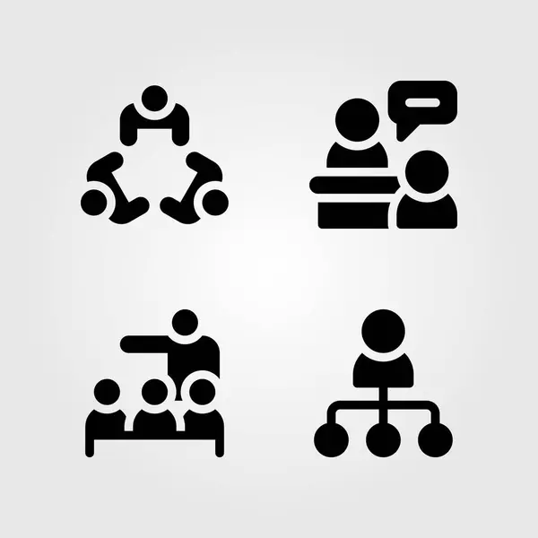 Set di icone vettoriali di discussione. discussione, riunione e conferenza — Vettoriale Stock