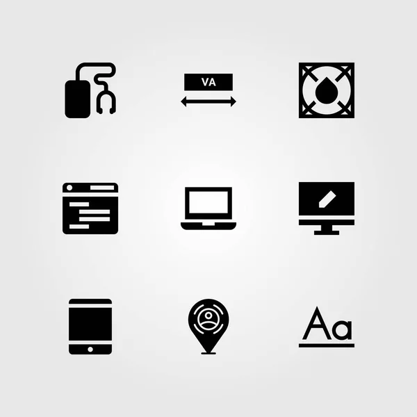 Web tasarım vektör Icon set. tarayıcı, yazma, tablet ve monitör — Stok Vektör