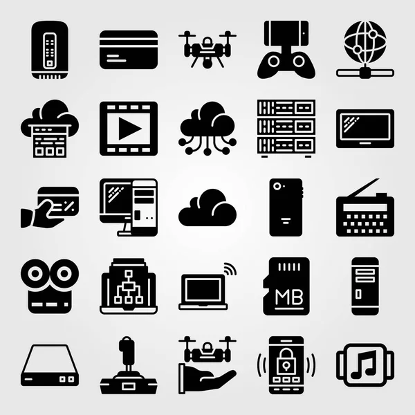 Technology Vector Icon Set Tablet Router Smartphone Web — Stock Vector