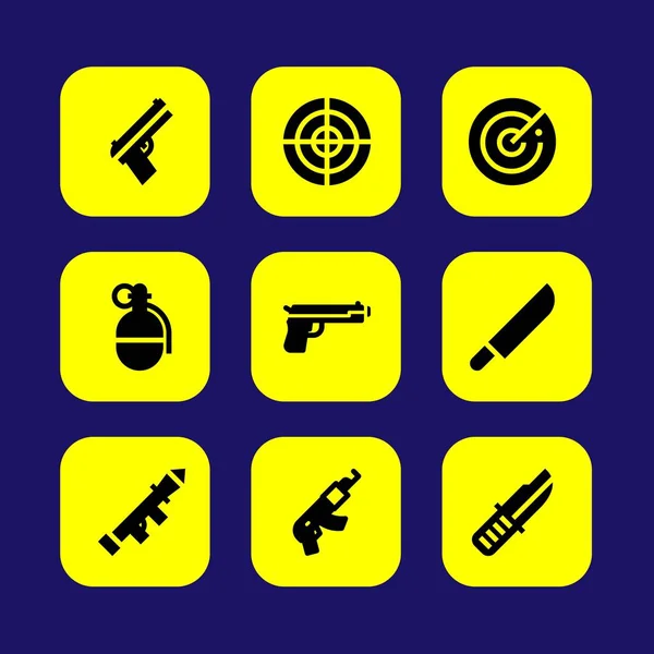 Conjunto de ícones vetoriais de armas. rifle, mira, radar e aquecedor — Vetor de Stock