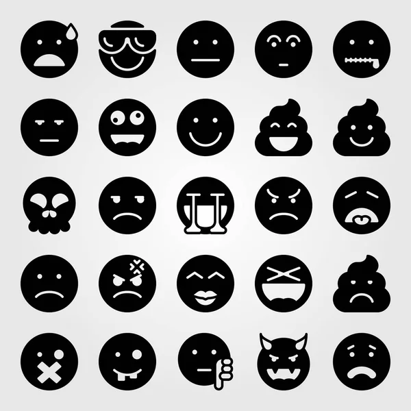 Emotions Vector Icon Set Ugly Silent Skull Devil — Stock Vector