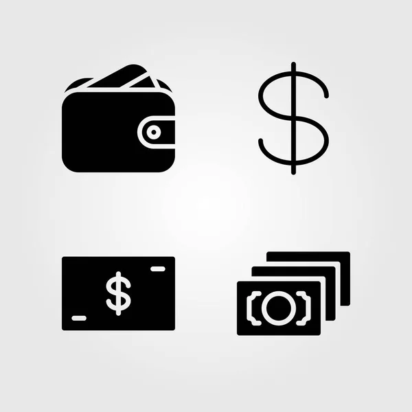 Money icons set. Vector illustration dollar, money and wallet — Stock Vector