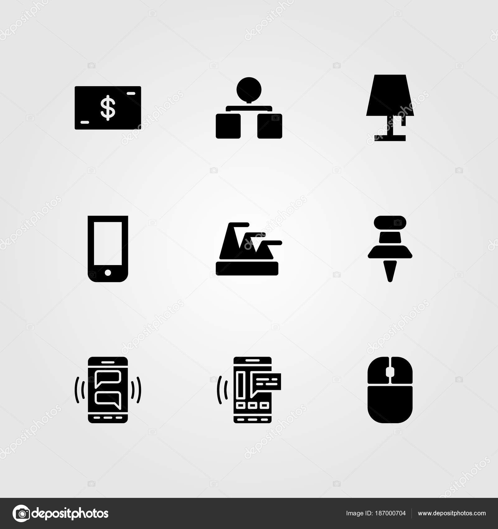 Business Vector Icon Set Dollar Pyramid Chart Mouse And