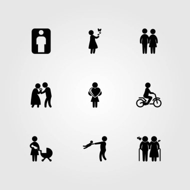 İnsanlar simge vektör ayarlayın. Anne, baba ve yaşlı adam yaşlı