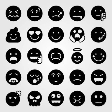 Duygular Icon set vektör. üzgün, korkmuş, gülümseme ve sinir