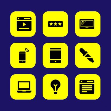 Web tasarım vektör Icon set. Tablet, tarayıcı, smartphone ve dizüstü