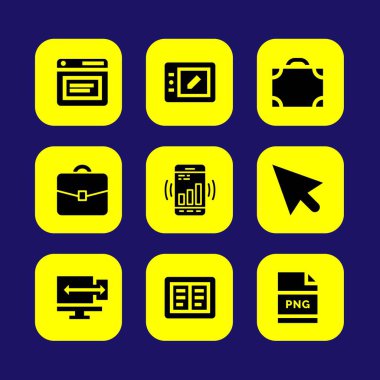 Web tasarım vektör Icon set. tarayıcı, evrak çantası, smartphone ve png