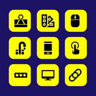 Web tasarım vektör Icon set. bilgisayar, bağlantı, pantone ve fare