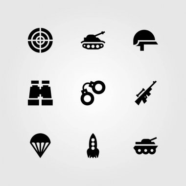Silah vektör Icon set. Tank, tüfek, keskin nişancı ve dürbün