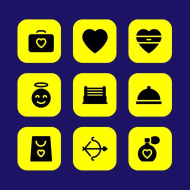 Sevgililer günü vektör Icon set. Sevgililer günü, ark, kalp ve sevgi parfüm 