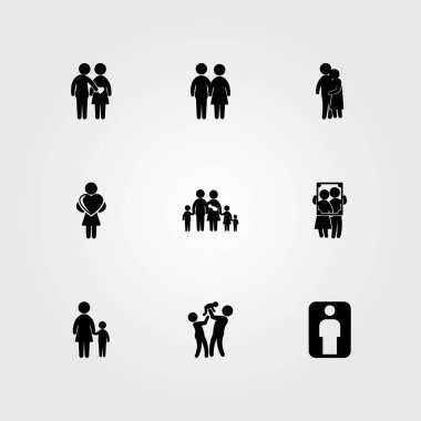 İnsanlar simge vektör ayarlayın. insan, Bebek, portre ve büyük aile