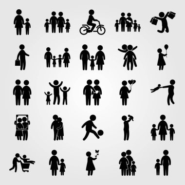 İnsanlar Icon set vektör. iş, Bebek, Aile ve çocuk