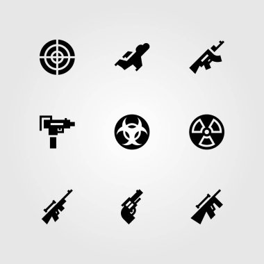 Silah vektör Icon set. silah, nişan almak, biohazard ve tabanca