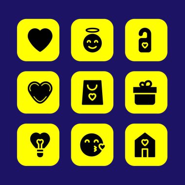 Sevgililer günü vektör Icon set. aşk, Hediyelik, alışveriş çantası ve aşk dnd