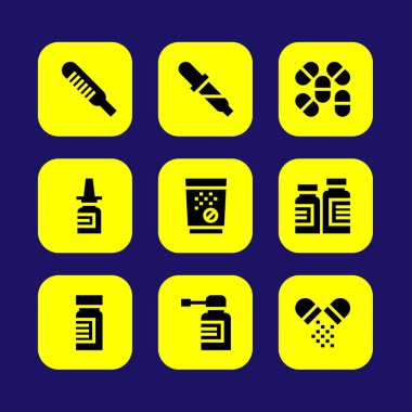 Tıp vektör Icon set. termometre, tablet, sprey ve pipet