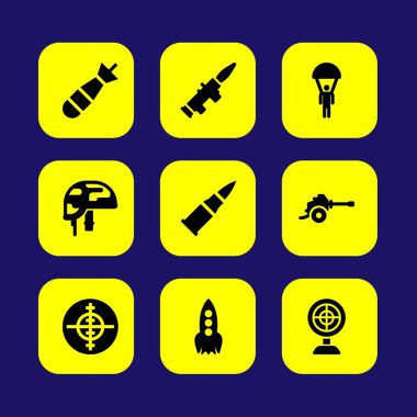 Silah vektör Icon set. kask, torpido, amaç ve silah