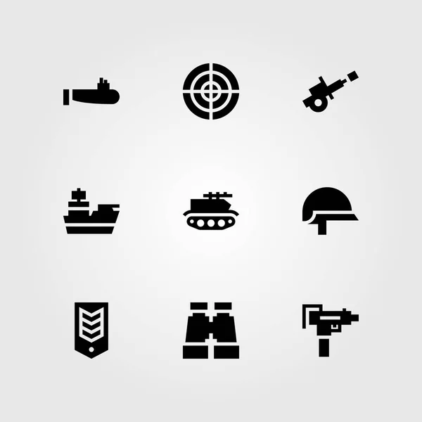 Wapen vector icon set. onderzeeër, shotgun, doel en kruiser — Stockvector