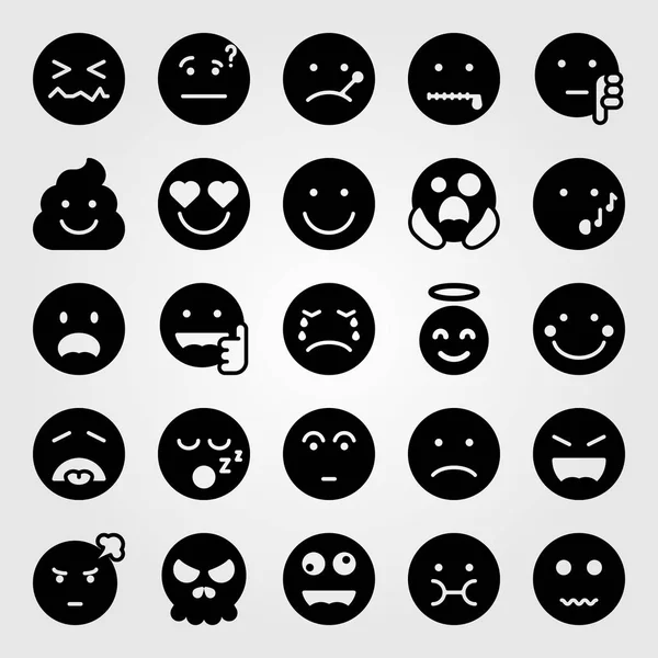 Emociones vector icono conjunto. triste, asustado, sonrisa y nervioso — Archivo Imágenes Vectoriales