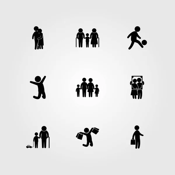 Icono humano vector conjunto. pareja, hombre de negocios, padre y abuelo — Vector de stock