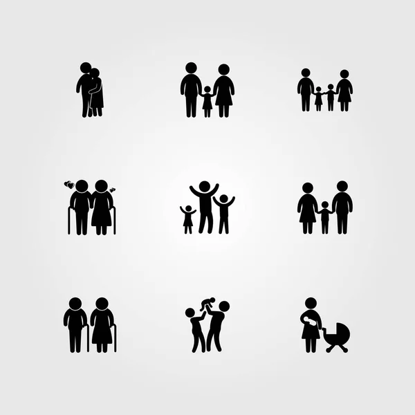 Icono humano vector conjunto. bebé, padre, pareja y ancianos — Archivo Imágenes Vectoriales