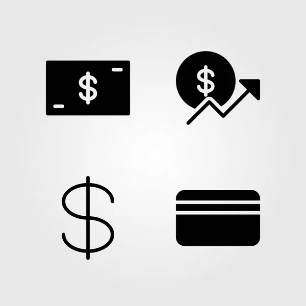 Conjunto de iconos de dinero. Vector ilustración dinero, moneda, dólar y tarjeta de crédito — Archivo Imágenes Vectoriales