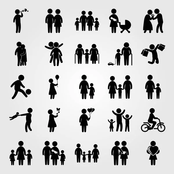 Люди значок набору векторів. дідусь, сім'я, любов і обійми — стоковий вектор