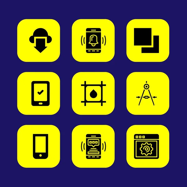 Diseño Web icono vectorial conjunto. smartphone, tableta, capas y descarga en la nube — Archivo Imágenes Vectoriales