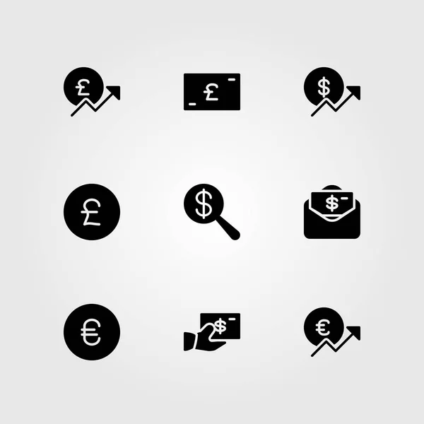 Sign Vector Icon Set Pound Sterling Coin Money Dollar — Stock Vector