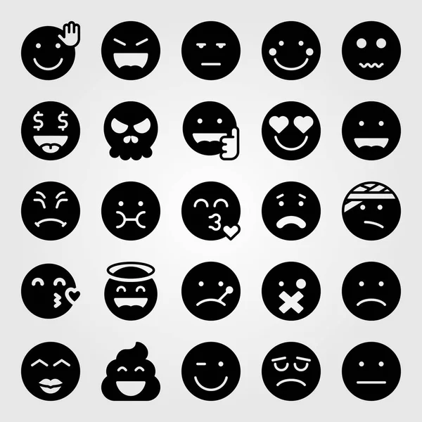 Emotions vector icon set. disgusted, shy, angel  and skull — Stock Vector