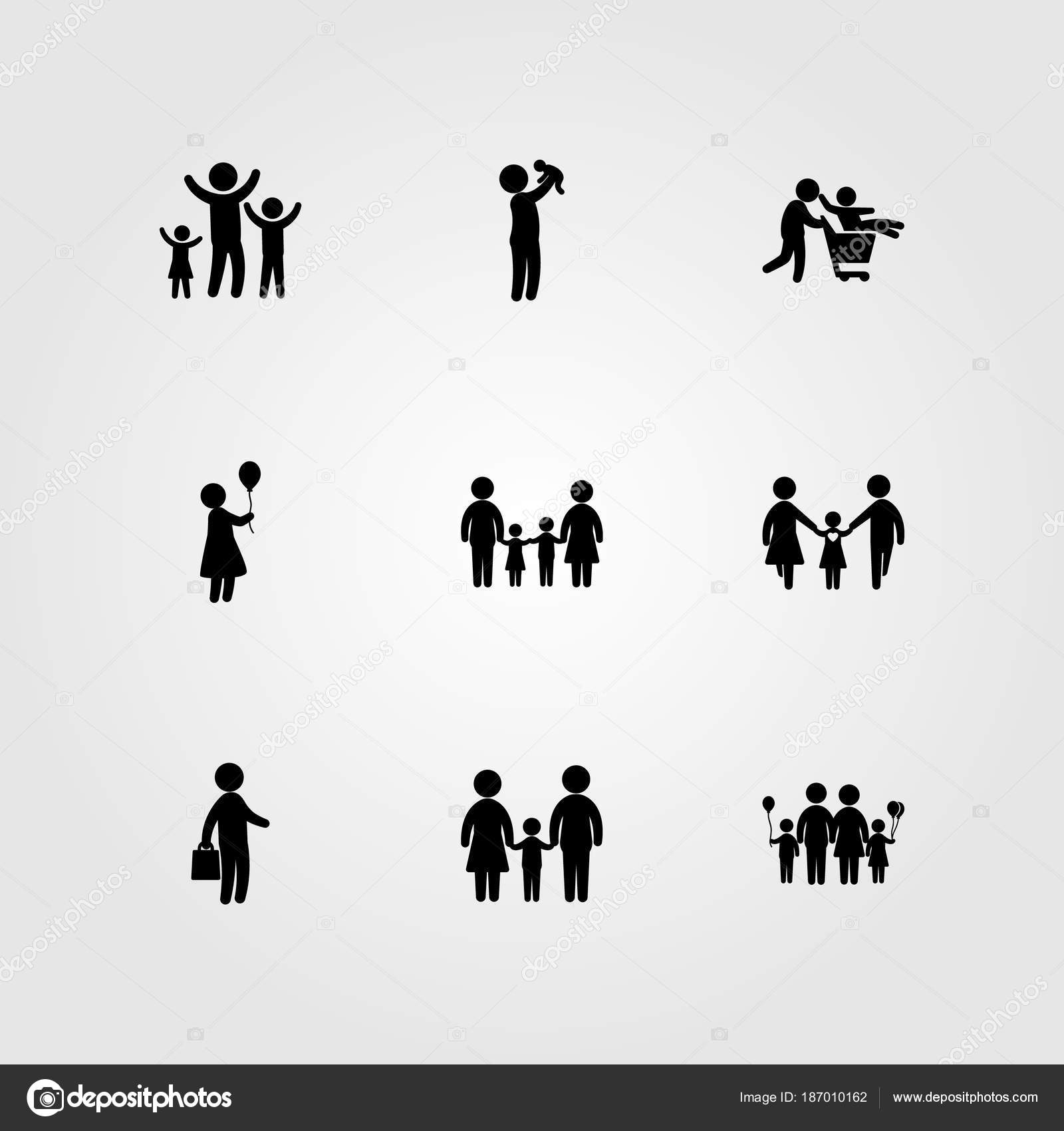 Humains Icone Set Vecteur Bebe Maman Papa Avec Bebe Femme Image Vectorielle Par Salamzadeh C Illustration