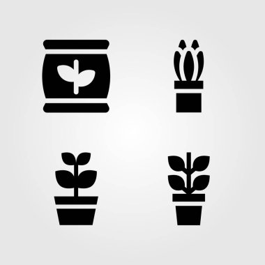 Bahçe Icons set. Vektör çizim bitki ve gübre