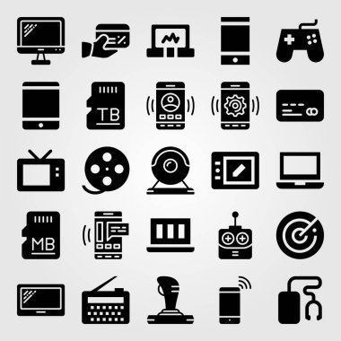 Teknoloji vektör Icon set. Tablet, smartphone, dizüstü bilgisayar ve monitör