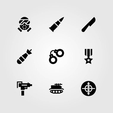 Silah vektör Icon set. kurşun, bıçak, amaç ve av tüfeği
