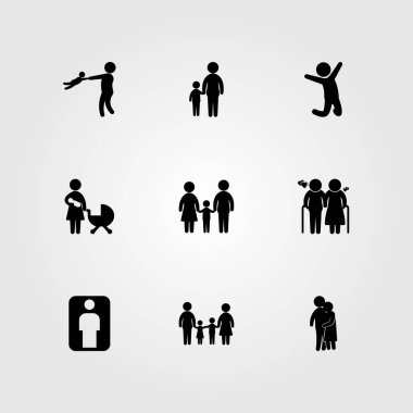 İnsanlar simge vektör ayarlayın. iki adam, atlama, baba ve yaşlı adam