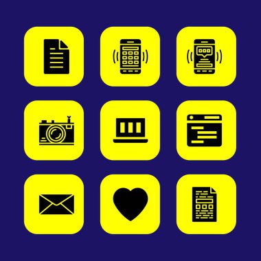 Temel vektör Icon set. tarayıcı, fotoğraf makinesi, dosya ve dizüstü