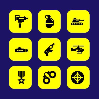 Silah vektör Icon set. ısıtıcı, silah, nişan almak ve tüfek