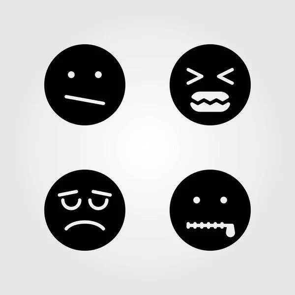Känslor vector Ikonuppsättning. arg, ledsen, leende och konstiga — Stock vektor