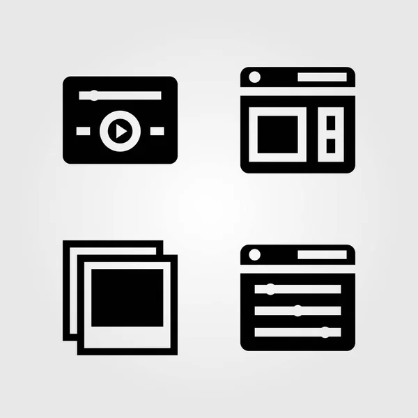 Conjunto de ícones multimídia. Vetor ilustração leitor de música, navegador e foto —  Vetores de Stock