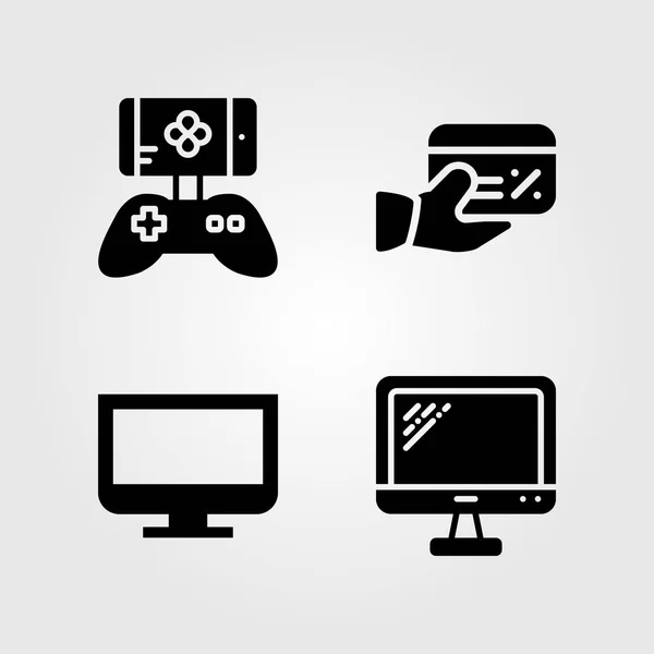 Technology Icons Set Vector Illustration Credit Card Computer Monitor — Stock Vector