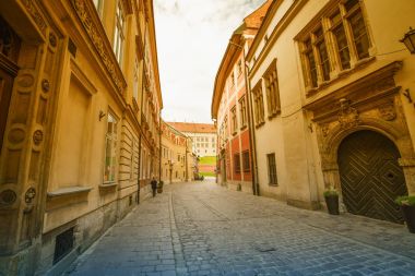 Krakow Polonya, şehrin en eski sokak görünümü