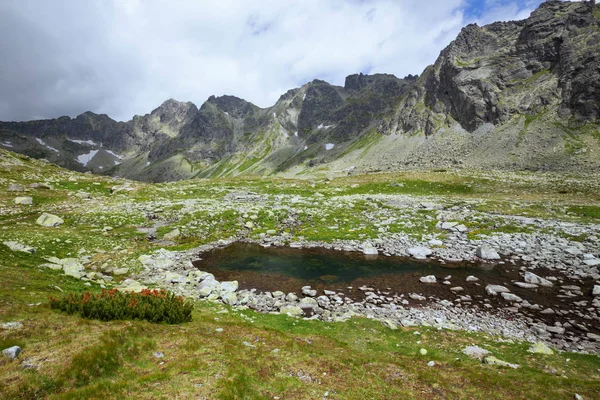 Pohled na hory a malé jezero - krajina — Stock fotografie