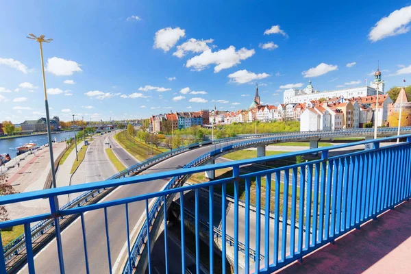 Szczecin, Lengyelország / Panorama, a várra és a történelmi — Stock Fotó